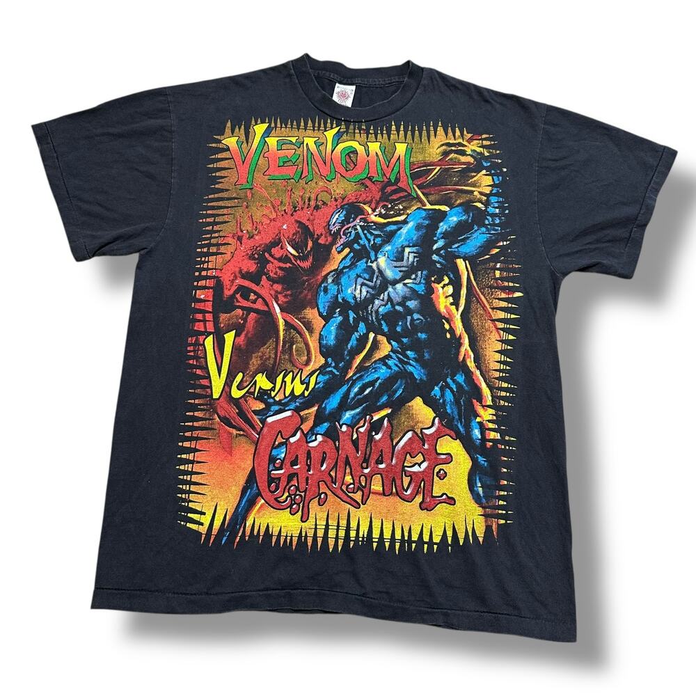 Vintage AOP Venom vs Carnage Graphic Tee Shirt Marvel Comics Single Stitch XL